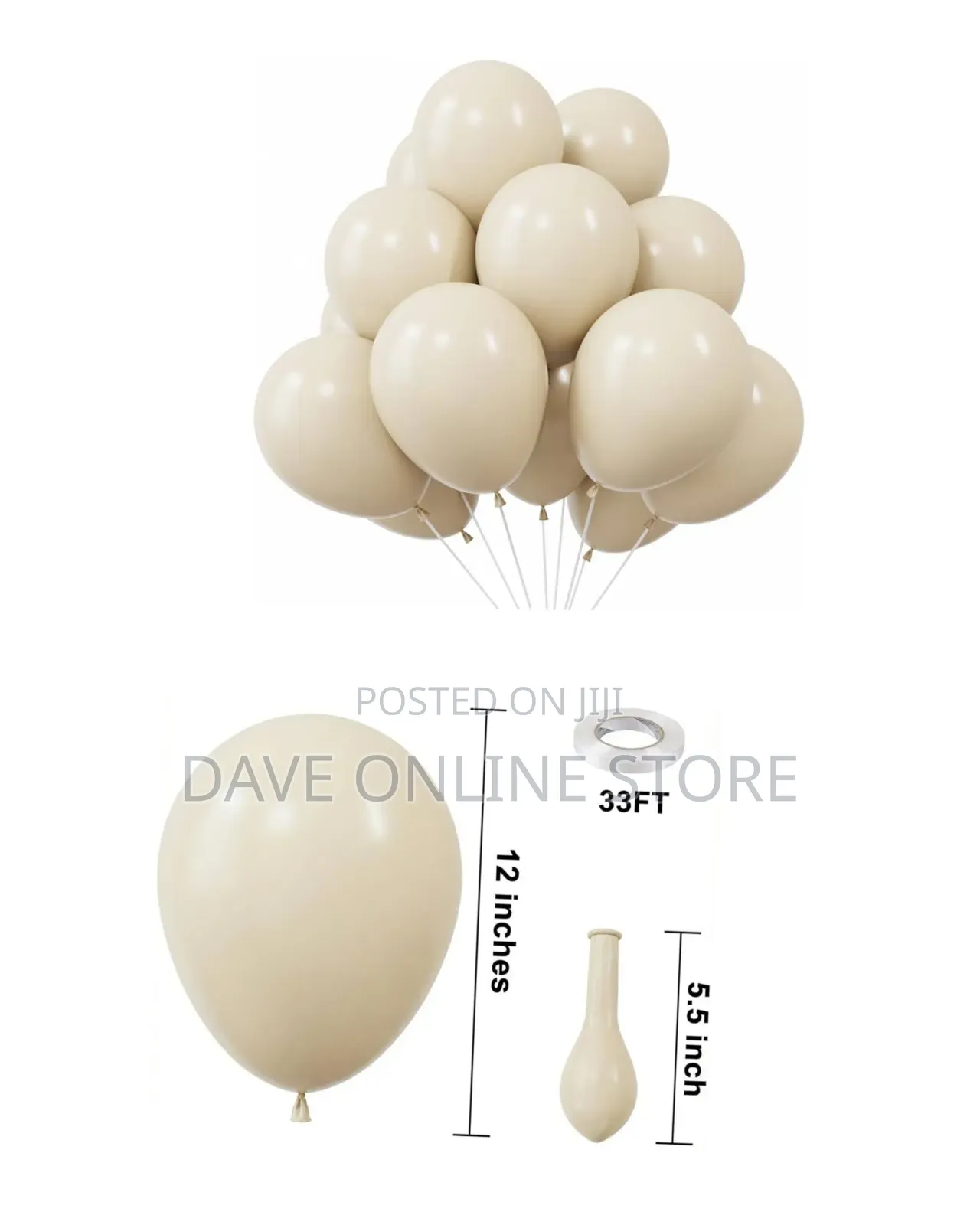 12 Inch 100 Pieces Cream Matte Balloons