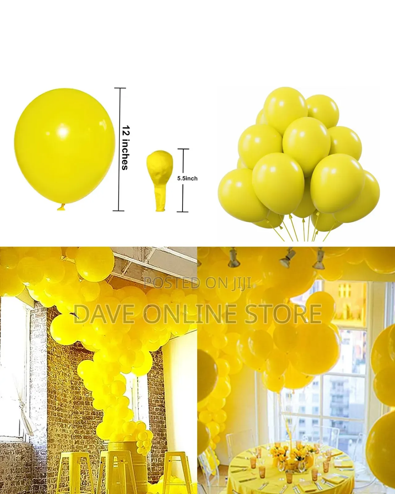 12 Inch,100 Pieces Round Yellow Balloons