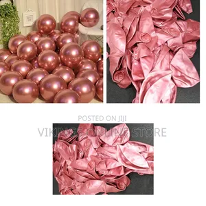 100 PCS Rose Pink Colour 12 Inch Chrome Metallic Balloons