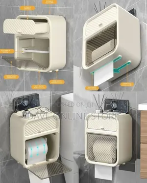 3-in-1 Wall-Mounted Toilet Paper Holder and Bathroom Organizer