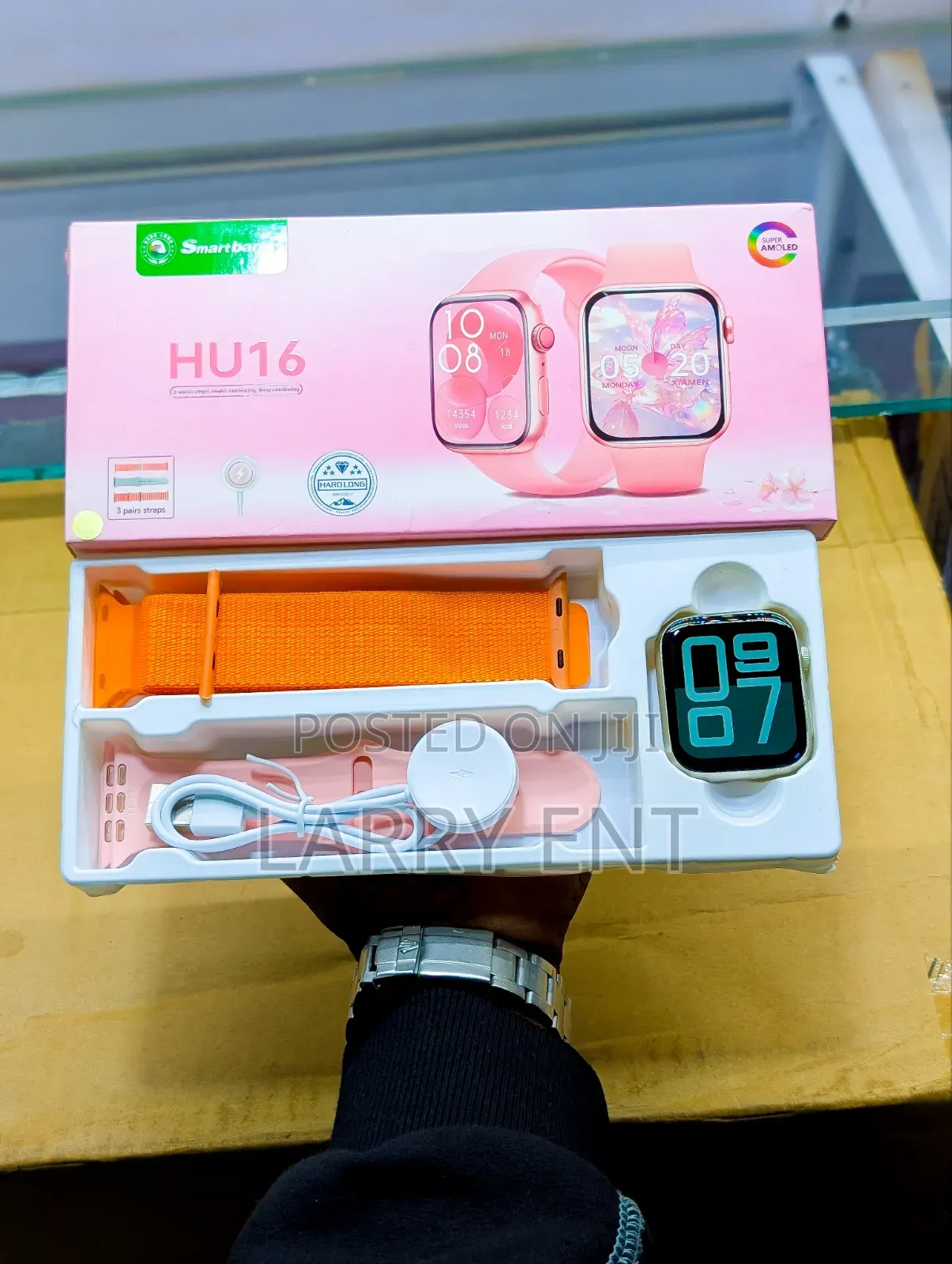 HU16 Smart Watch With 3 Straps Compatible iPhone Android