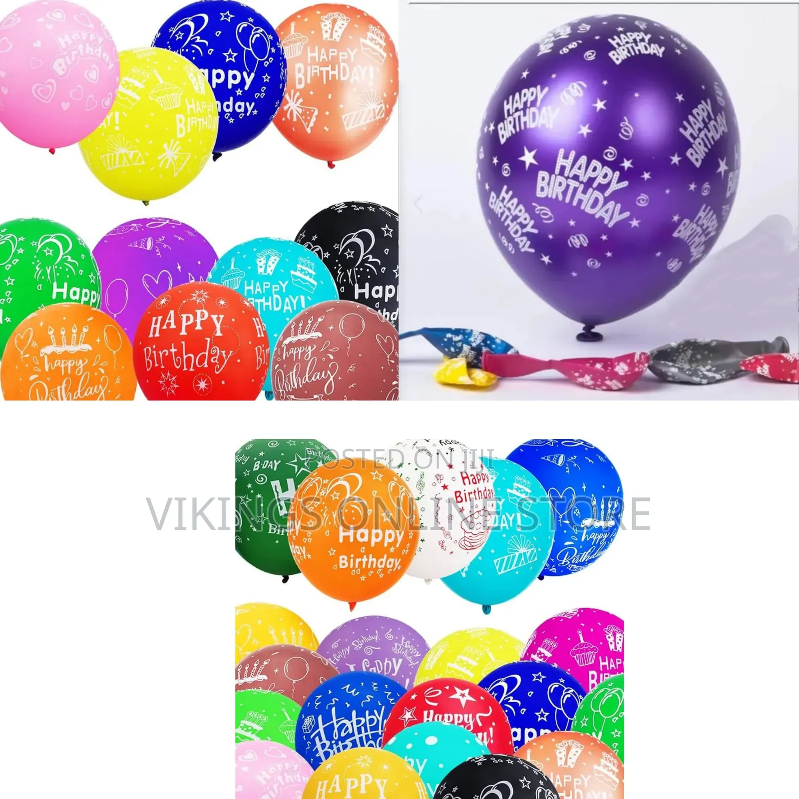 100Pcs "Happy Birthday" Printed Colorful Latex Birthday Balloons