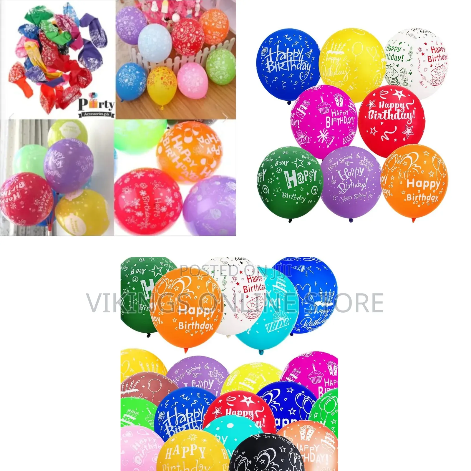 100Pcs "Happy Birthday" Printed Colorful Latex Birthday Balloons