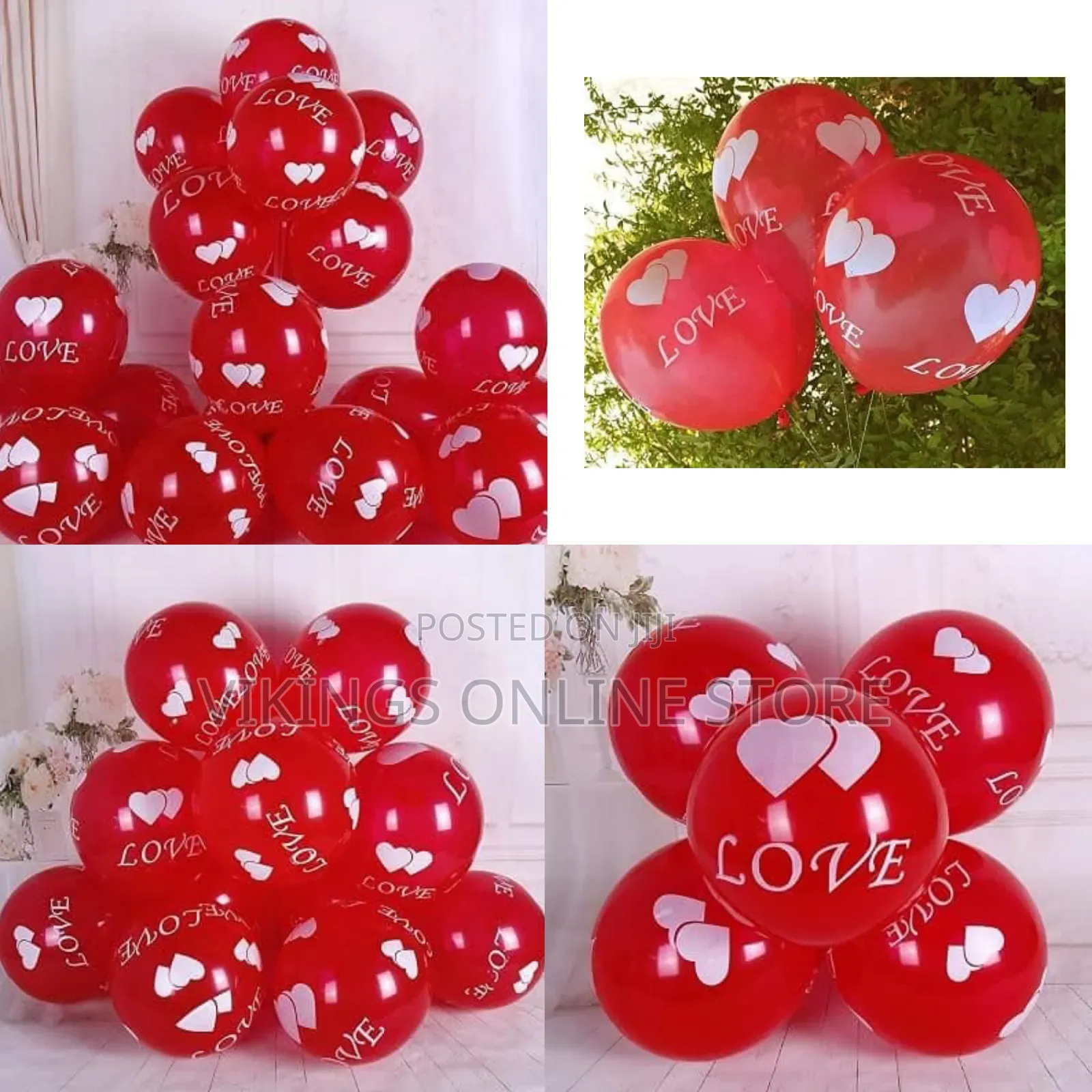 50 PCS Heart and Love Print Red Balloons for Birthday,Anniversary
