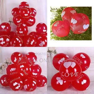 50 PCS Heart and Love Print Red Balloons for Birthday,Anniversary