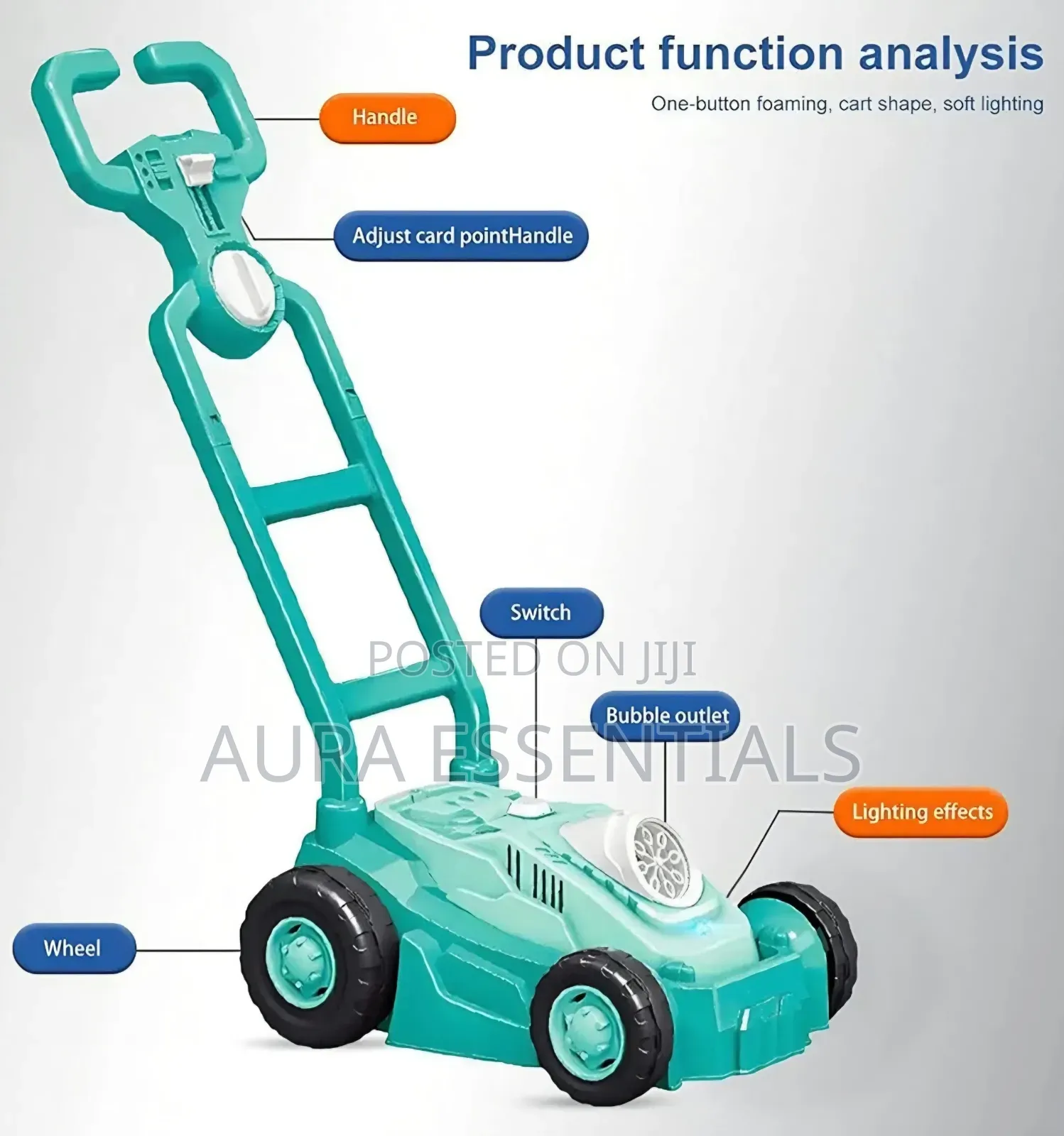Automatic Bubble Blowing Mower With Bubble Bottle