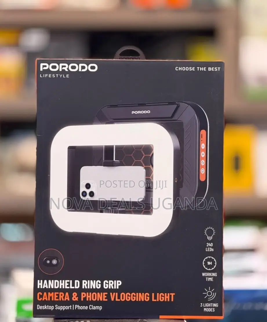 Porodo Handheld Ring Grip, Camera and Vlogging With Tripod Stand
