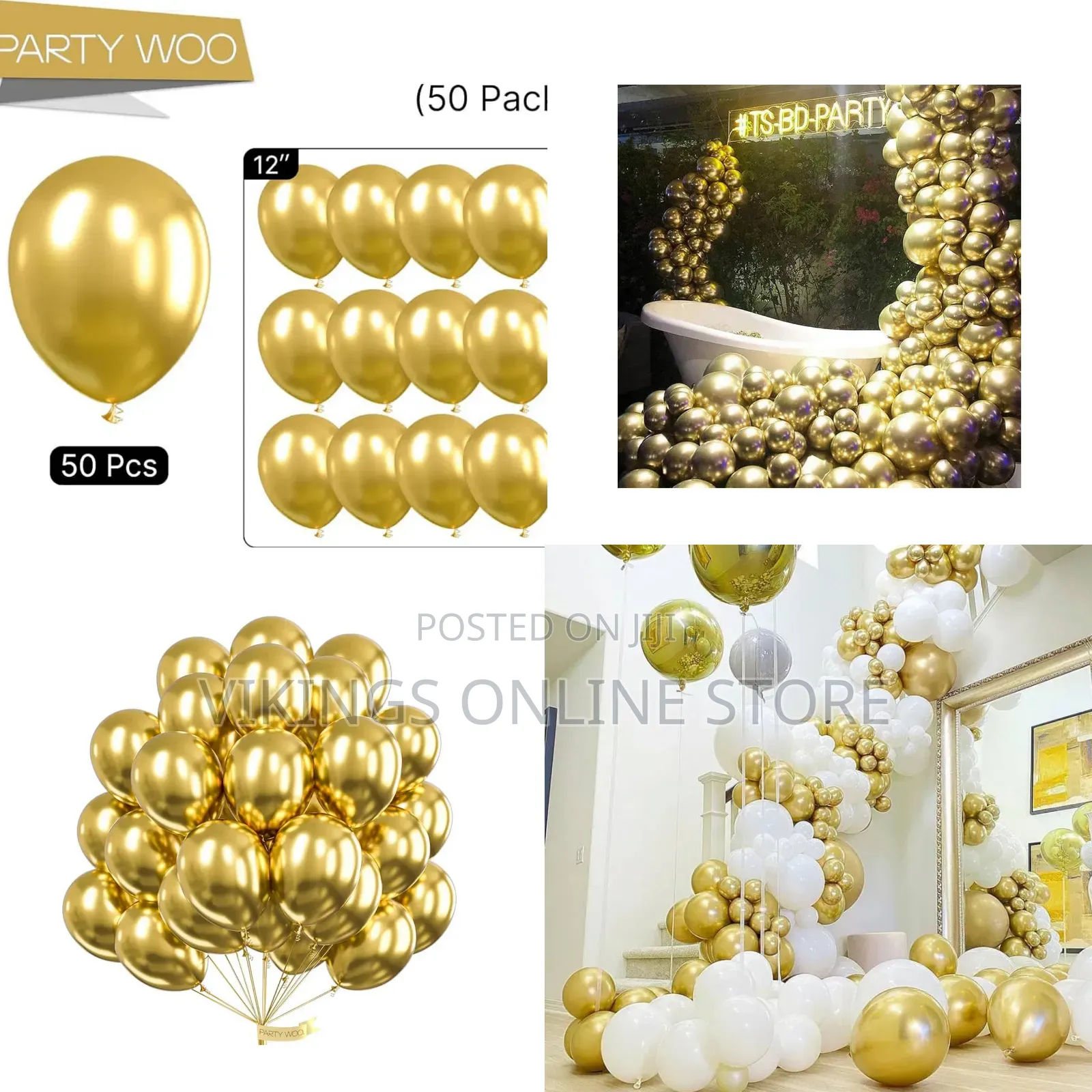Gold Balloons 50pcs Latex Helium Balloons 12 Inch Birthday Wedding