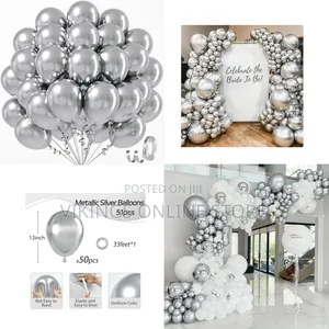 Metallic Silver Balloons 12 Inch, Silver Latex 50pcs Party Balloons