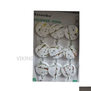 9-Piece Pack of Zhongqiu Marble-Patterned Self-Adhesive Wall Hooks