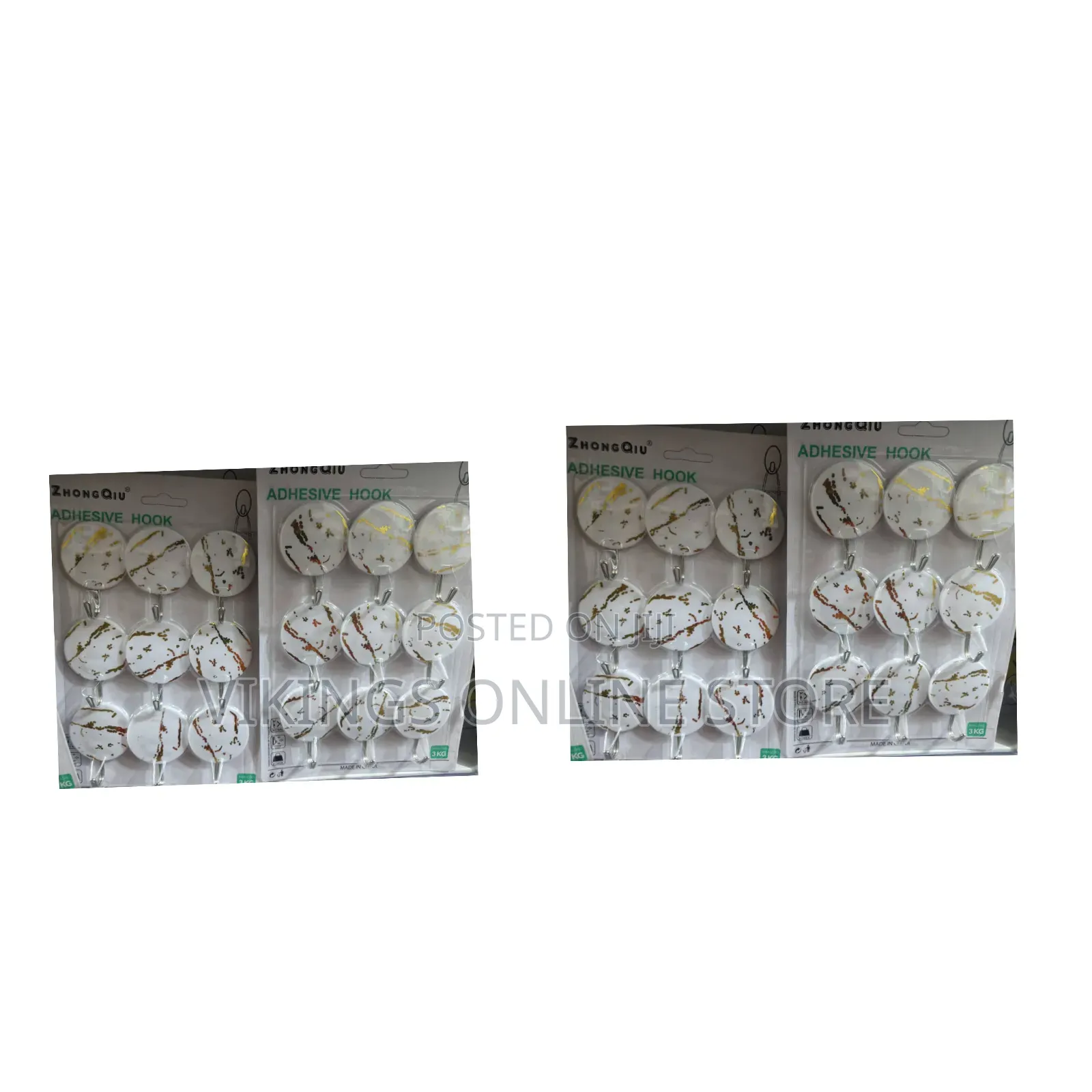 9-Piece Pack of Zhongqiu Marble-Patterned Self-Adhesive Wall Hooks