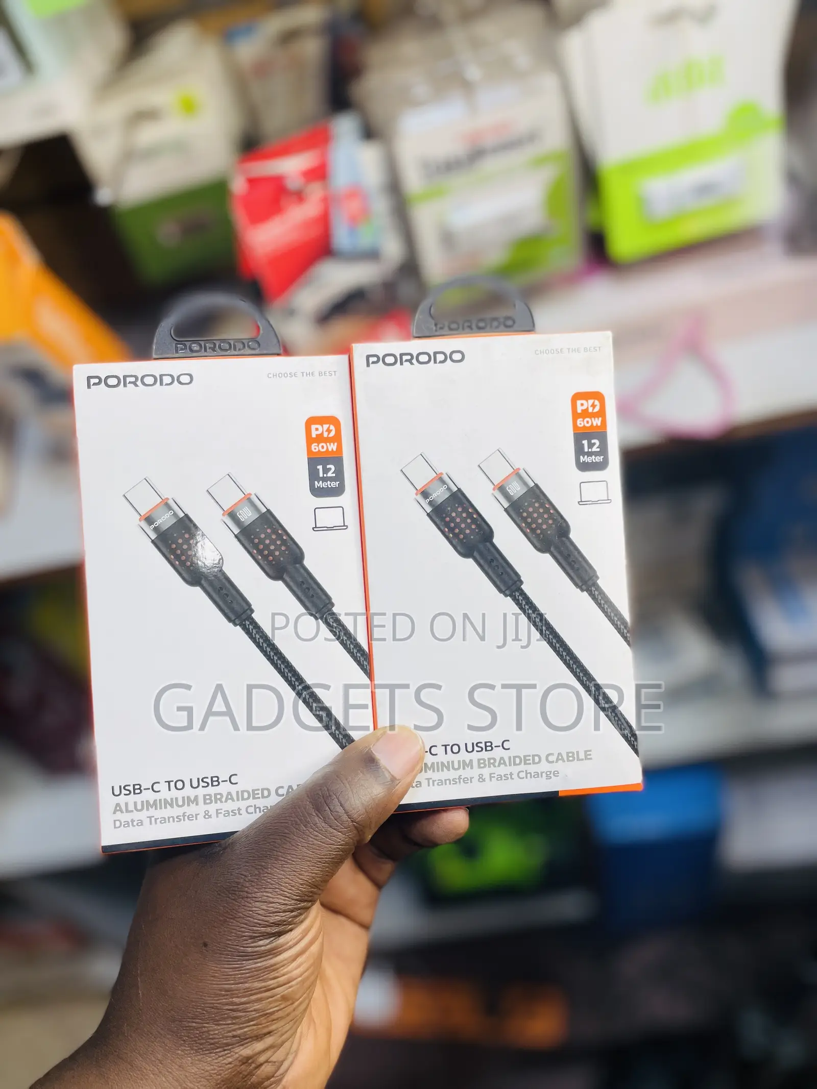 Porodo 60w USB-C to USB-C Aluminum Braided Cable (1.2m, 60W PD)