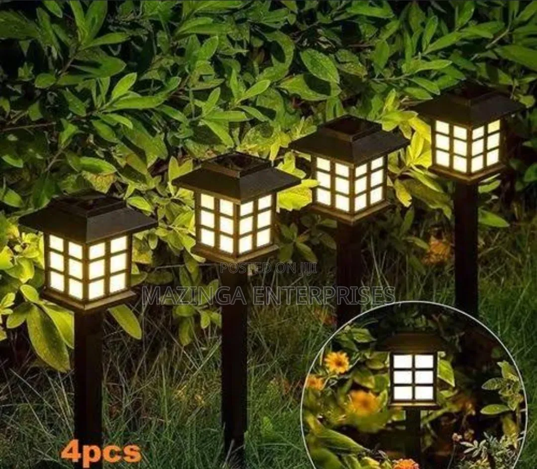 4pcs Warm White Outdoor Solar Pathway and Garden Stake Lights,