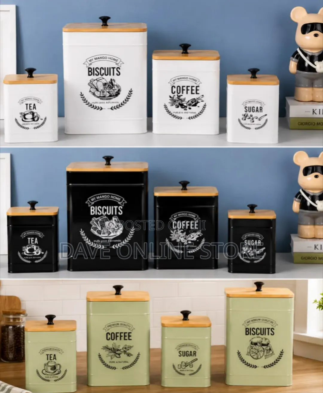 4-Piece Farmhouse-Style Kitchen Canister Set