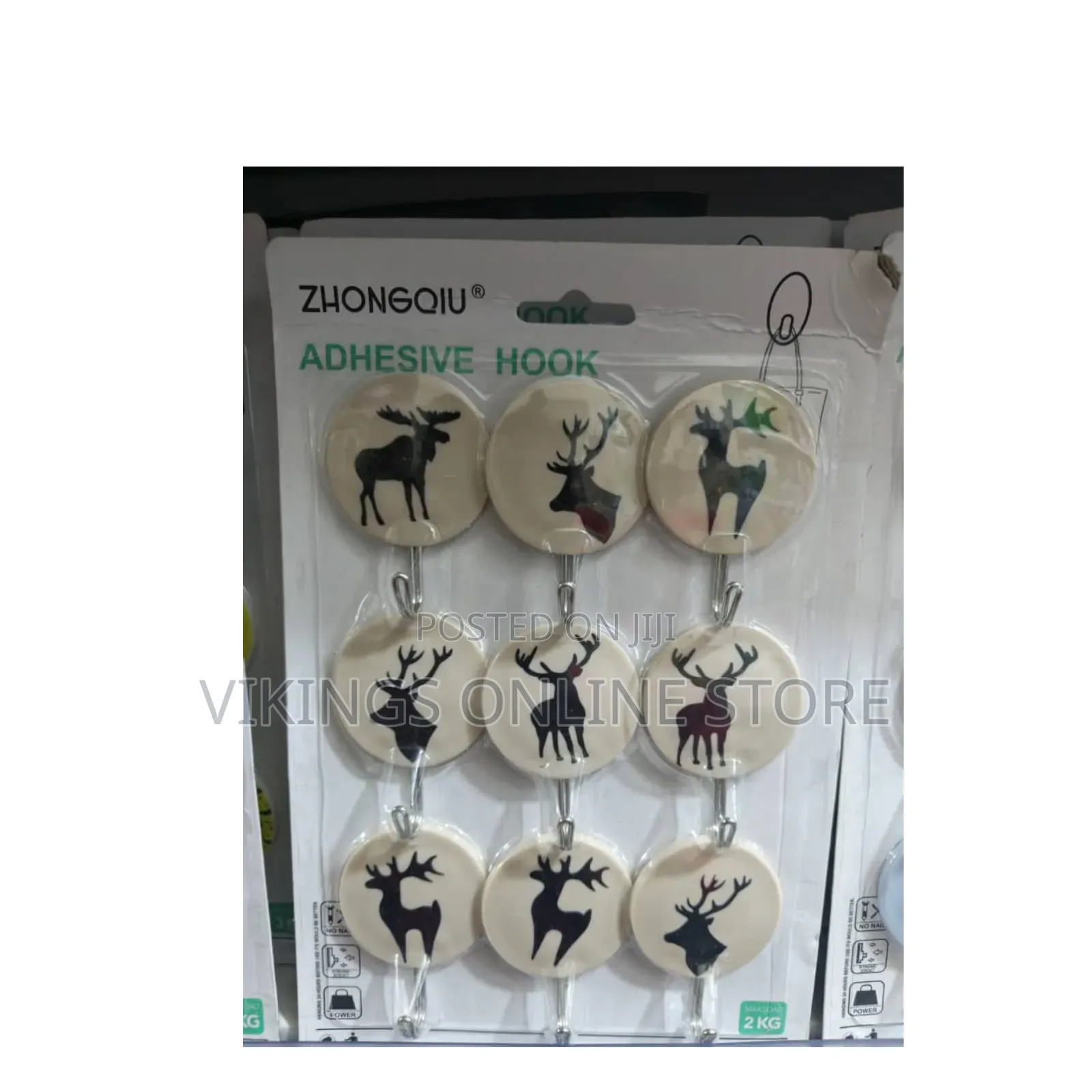 9-Piece Pack of Decorative Wall Hooks Rustic Deer Silhouette Designs