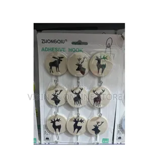 9-Piece Pack of Decorative Wall Hooks Rustic Deer Silhouette Designs