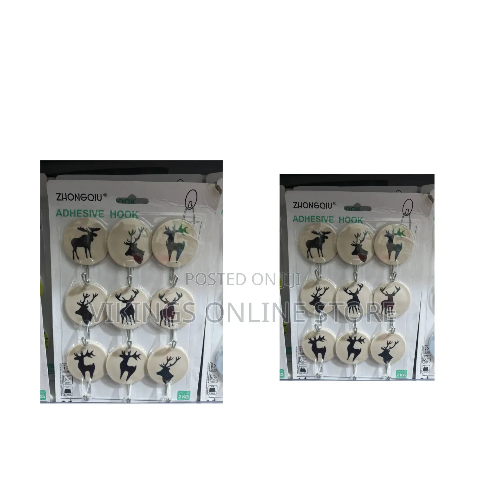9-Piece Pack of Decorative Wall Hooks Rustic Deer Silhouette Designs