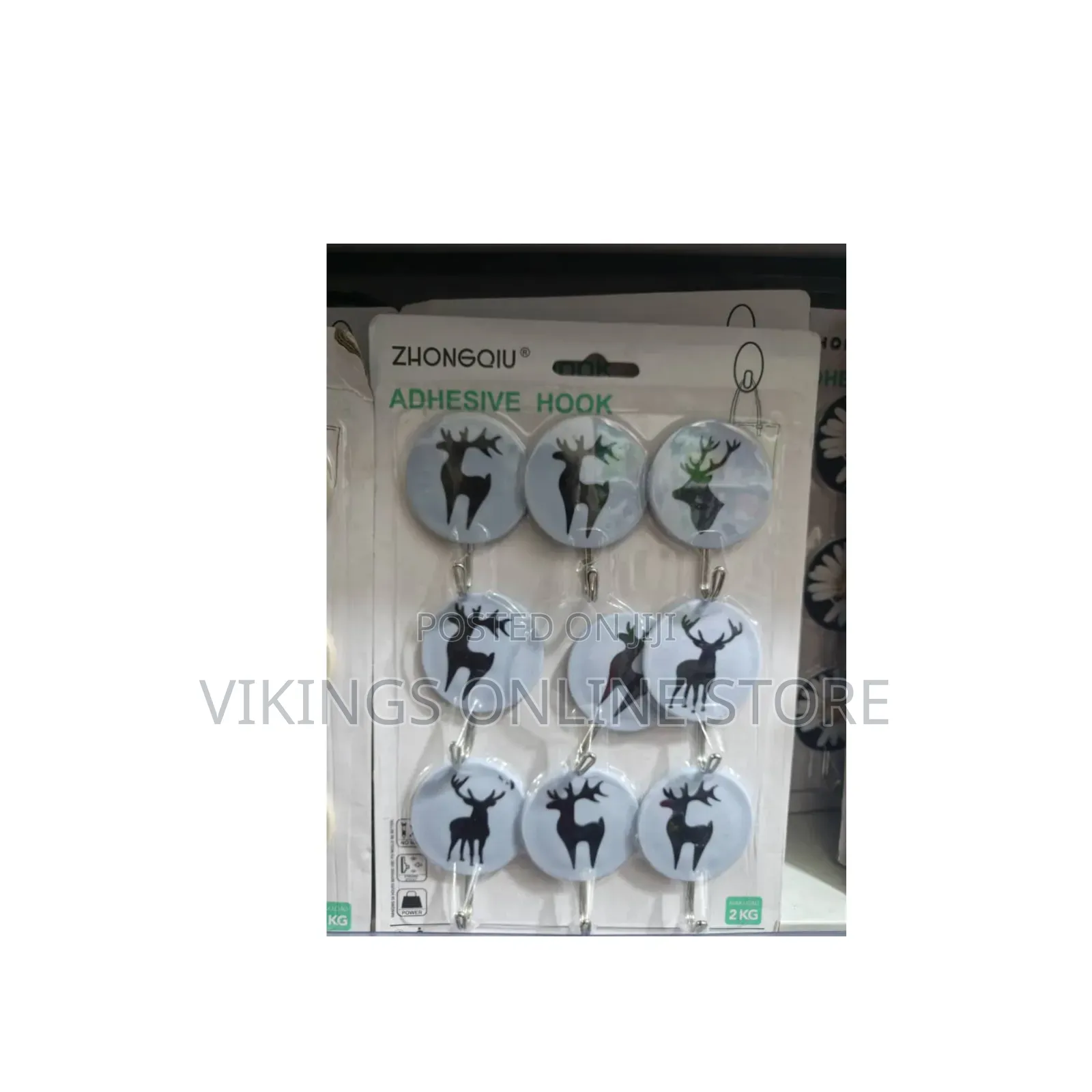 A Set of 9 Decorative Deer-Patterned Adhesive Wall Hooks