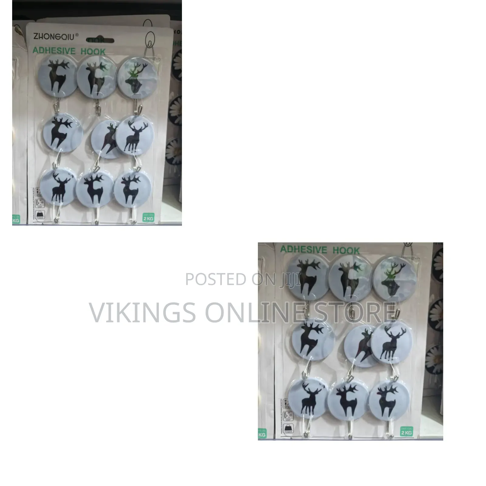 A Set of 9 Decorative Deer-Patterned Adhesive Wall Hooks