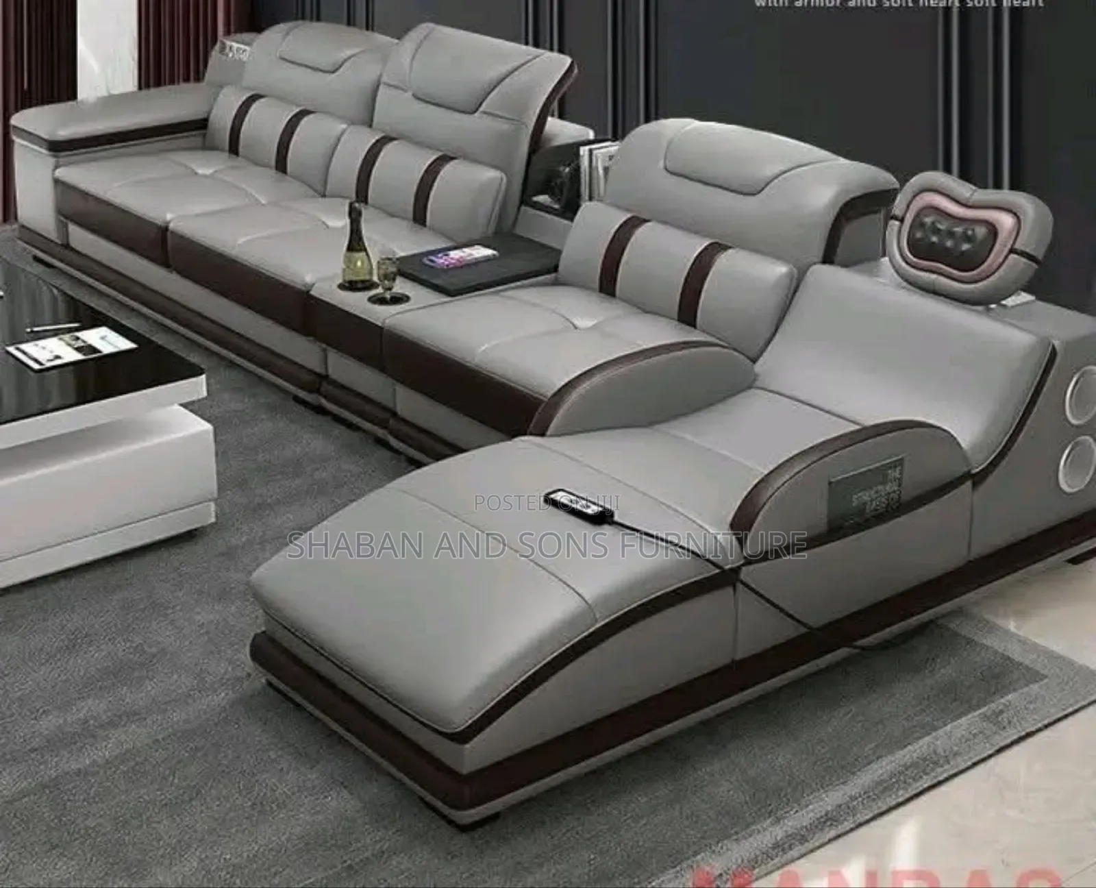 Six Seater Sofa Couch Redressed Leather Material