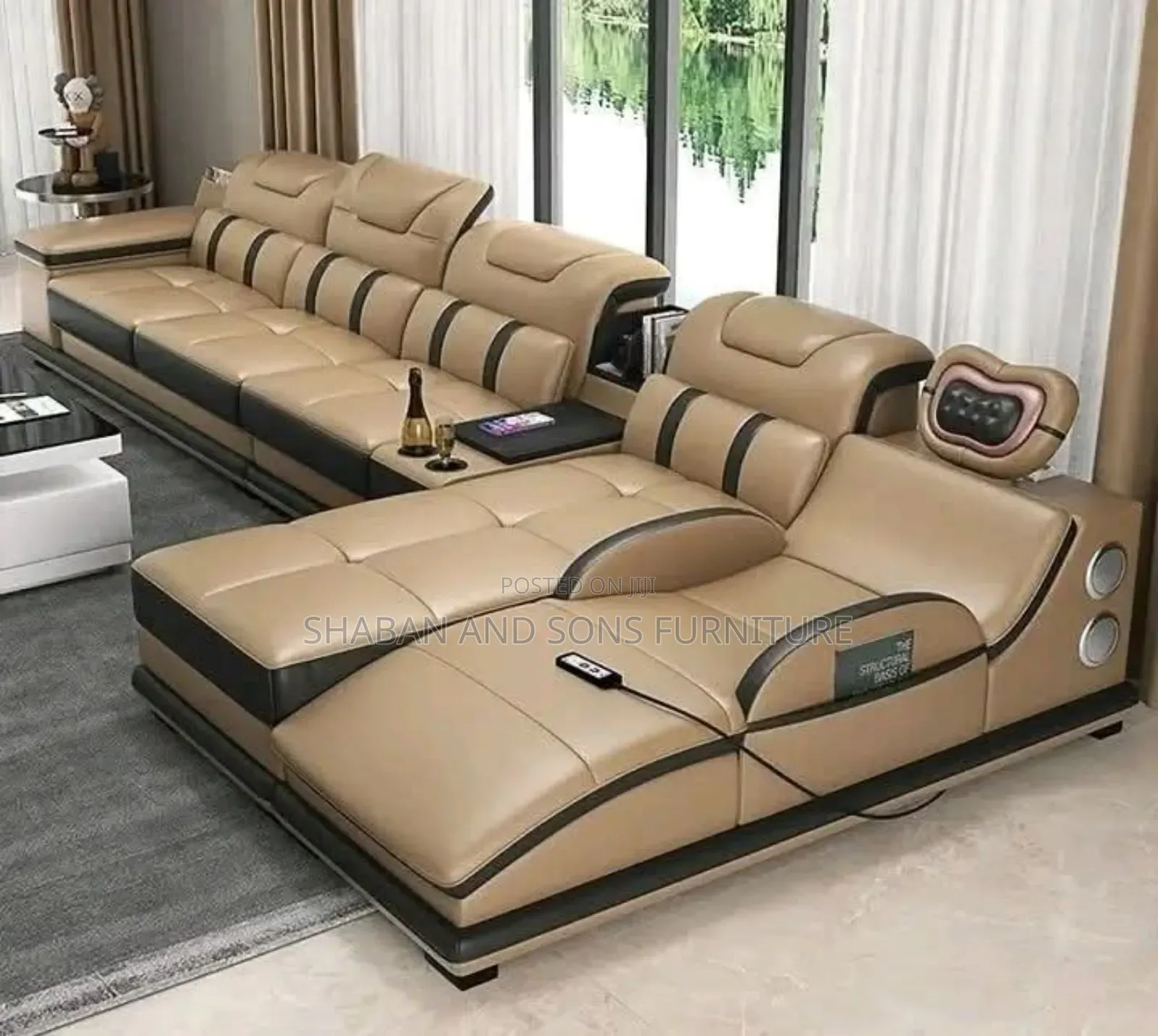 Six Seater Sofa Couch Redressed Leather Material