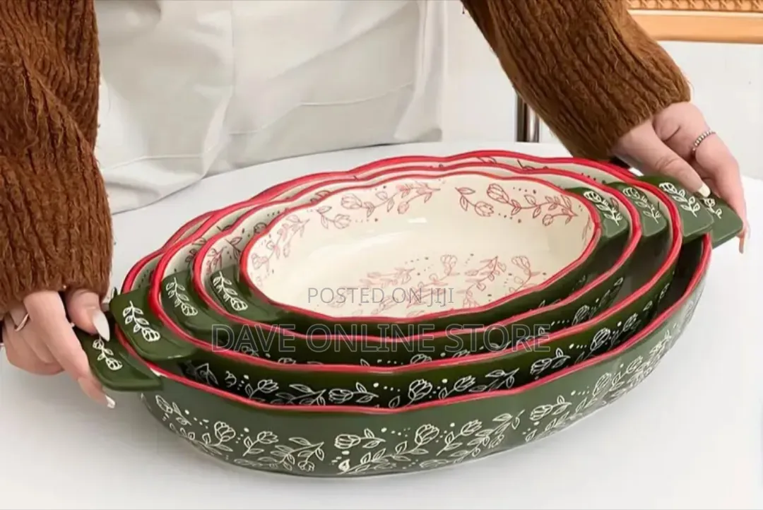 4-Piece Bohemian Vintage Ceramic Baking Dish Set