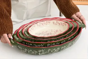 4-Piece Bohemian Vintage Ceramic Baking Dish Set