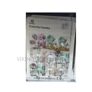 Pack of Guoli Colorful Adhesive Wall Hooks With Pretty Botanical