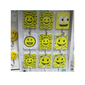 Self-Adhesive Smiley Face Wall Hooks, Various Yellow Emoji Expressions