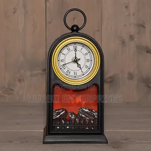LED Fireplace Lantern With Clock 25cm