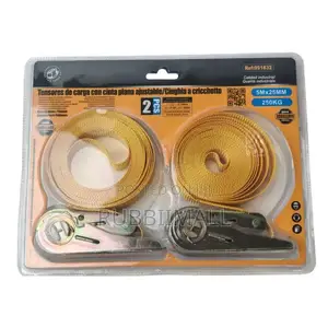 2-Piece Set of Orange 5m X 25mm Load Tensioners 250Kg