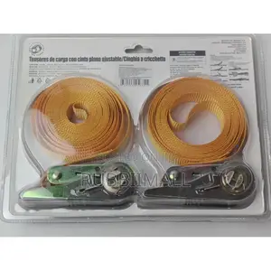 2-Piece Set of Orange 5m X 25mm Load Tensioners 250Kg