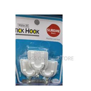 A Set of White Plastic Self-Adhesive Wall Hooks