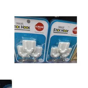 A Set of White Plastic Self-Adhesive Wall Hooks