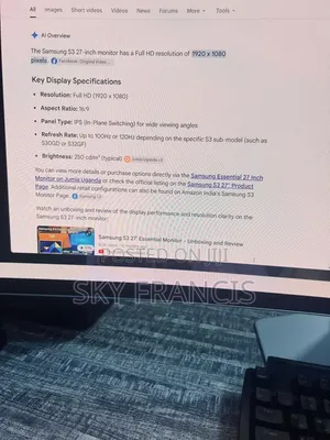 Samsung Monitor Inches 27 Ips (1920x1080)