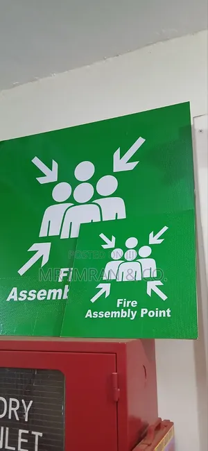 Small 40by40cm Green Fire Assembly Point Sign