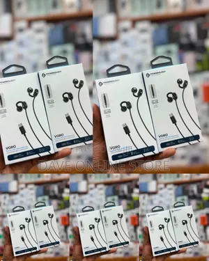 Powerology Voro Earhook USB-C Wired Earphones in Black.