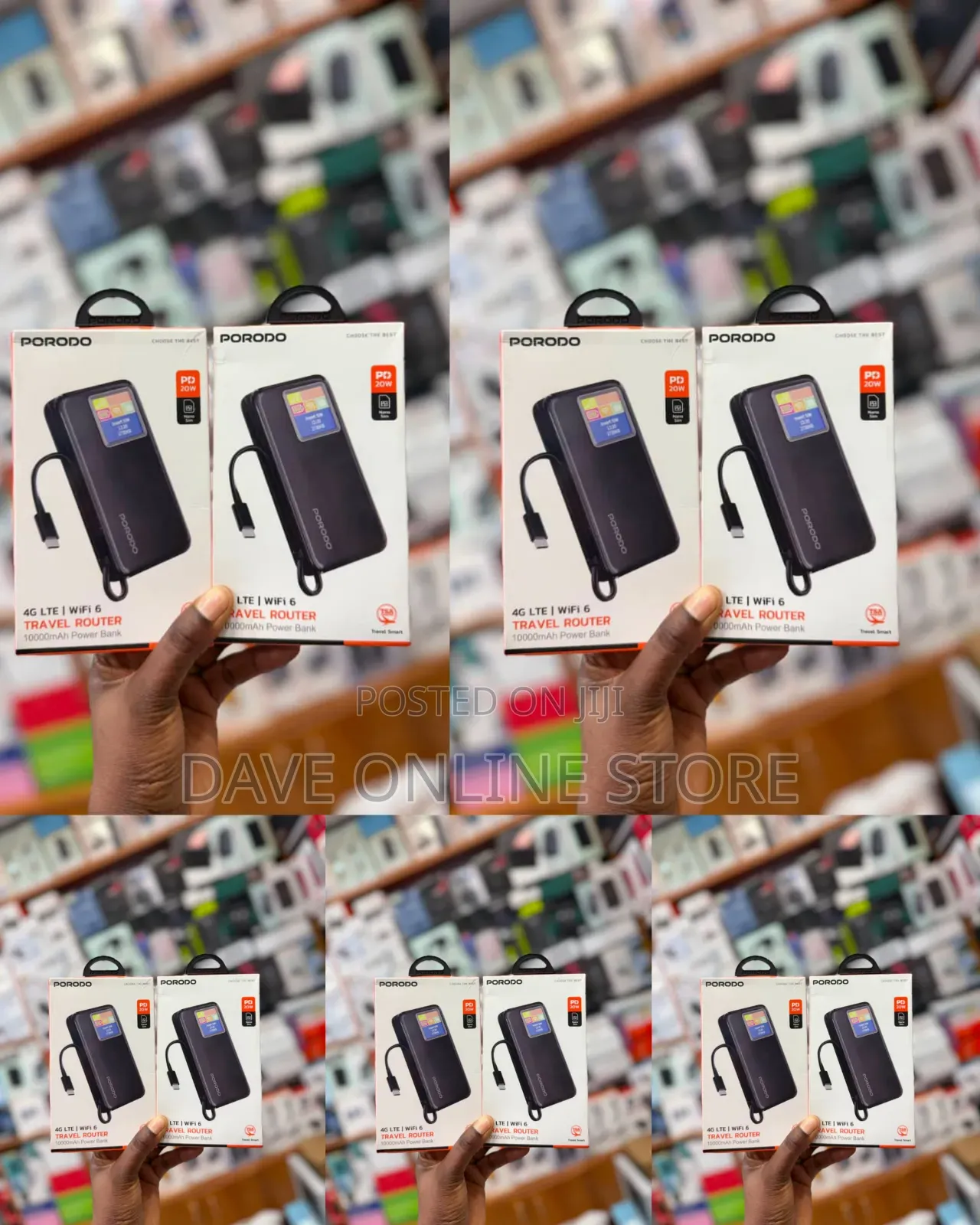 Porodo 4G LTE | WiFi 6 Travel Router With 10,000mAh Power Bank