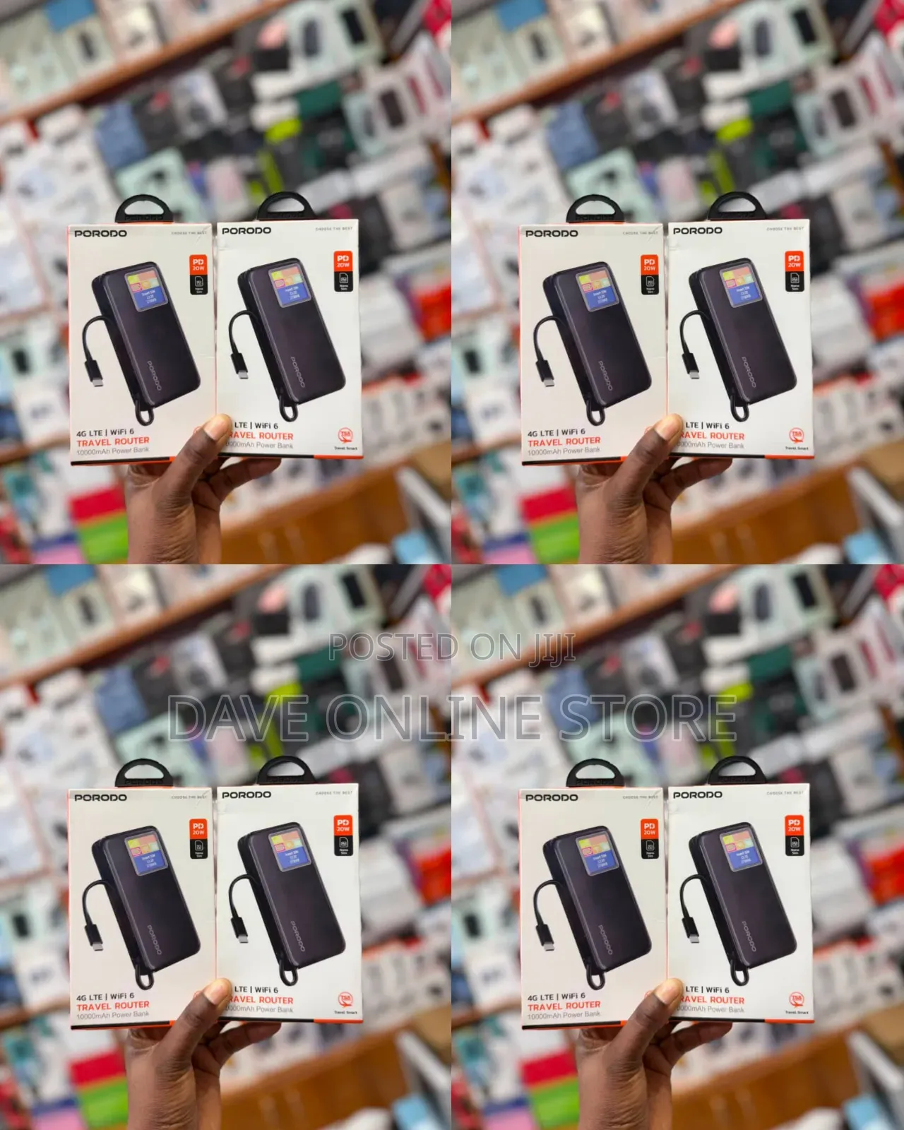 Porodo 4G LTE | WiFi 6 Travel Router With 10,000mAh Power Bank