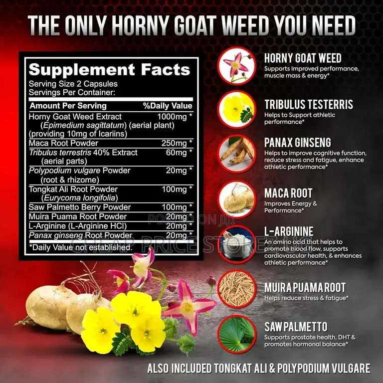 Horny Goat Weed 120 Capsules With Maca, L-Arginine, Ginseng