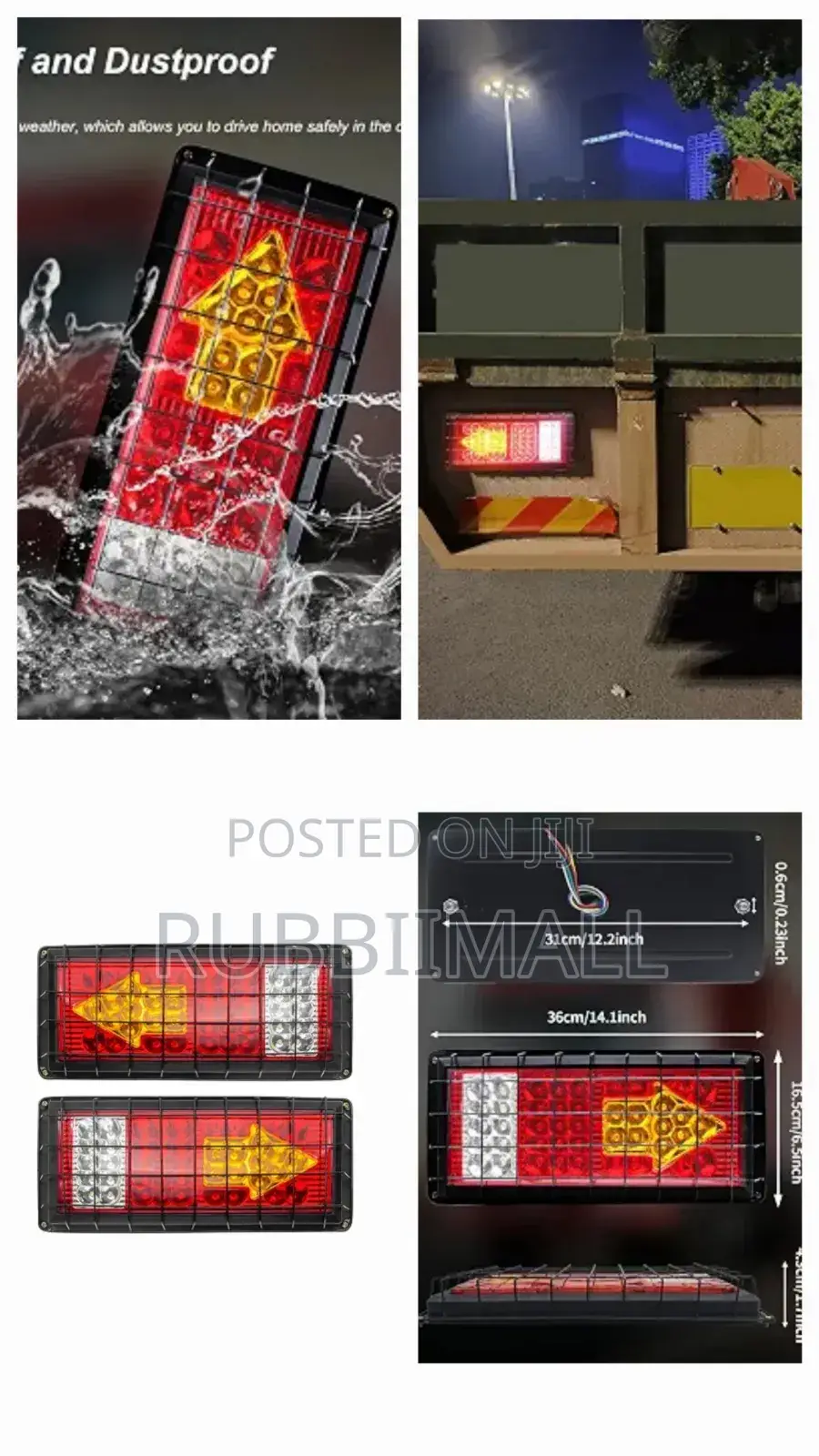 Rectangular LED Trailer Tail Lights With Arrow Indicator 1 PC