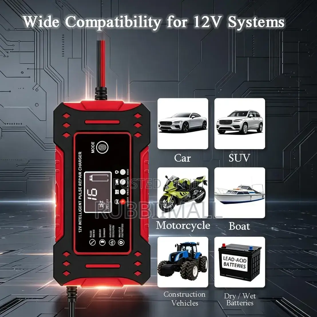 12V Intelligent Pulse Repair Battery Charger (100Ah)