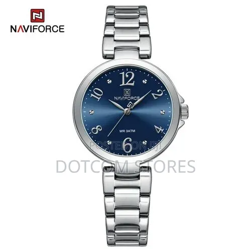 Naviforce Ladies Watch NF501 Silver Blue Bracelet Straps