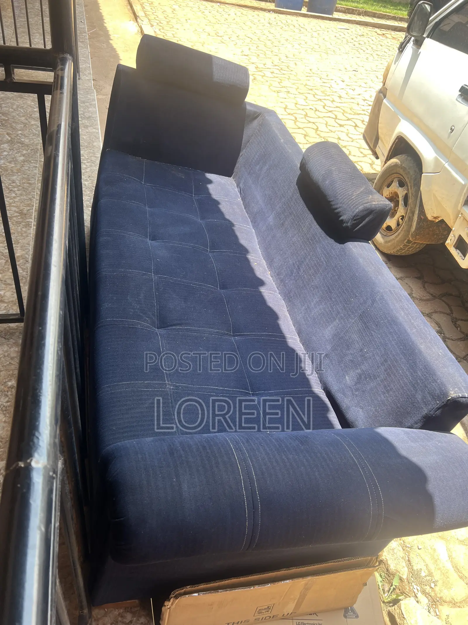 Blue 7 Seater L Couch,