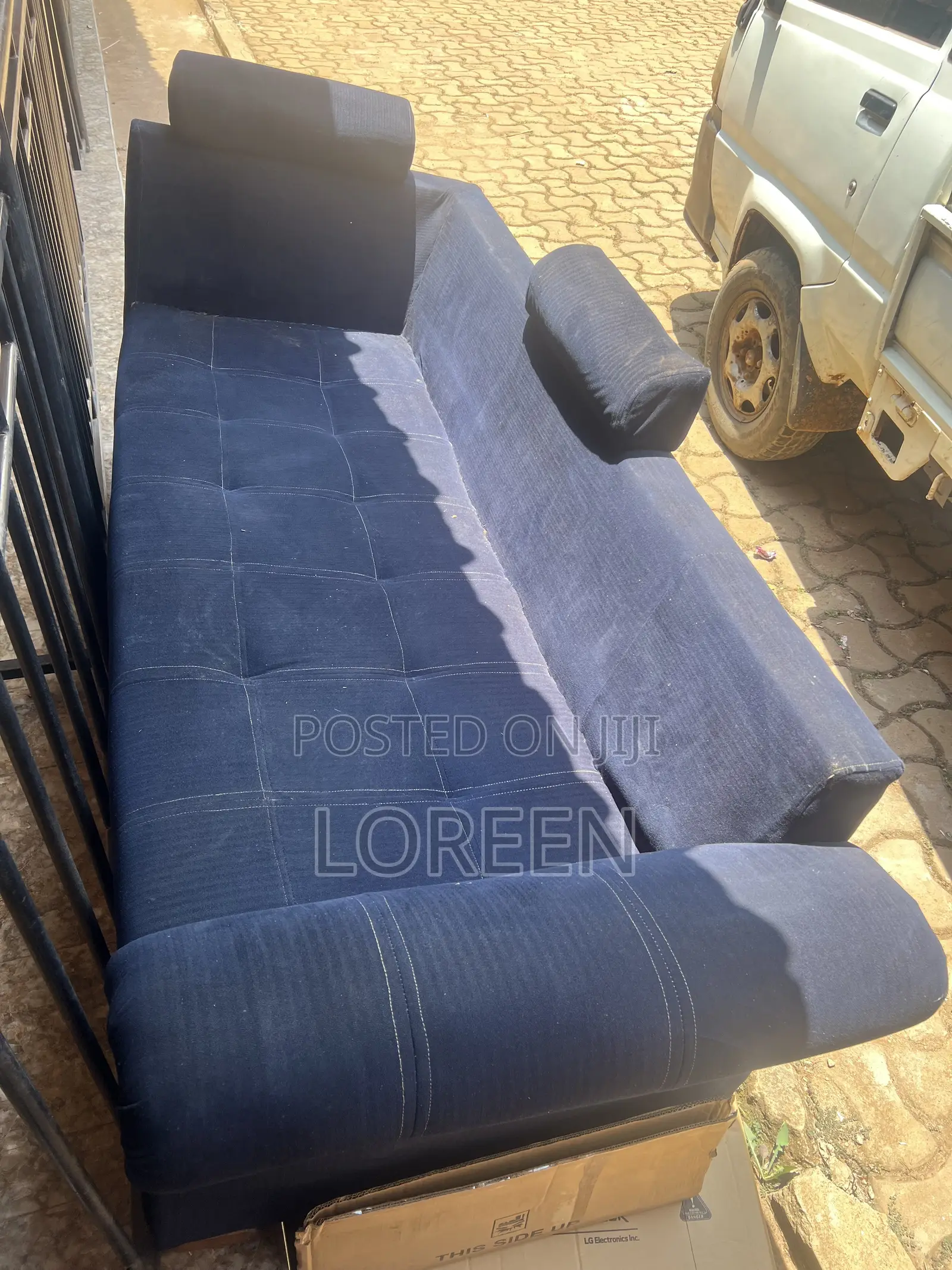 Blue 7 Seater L Couch,