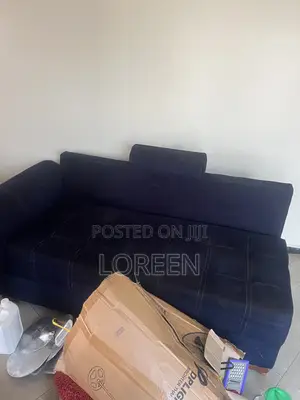 Blue 7 Seater L Couch,