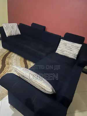 Blue 7 Seater L Couch,