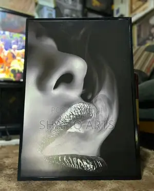 Smoking Girl Modern Art Framed Canvas