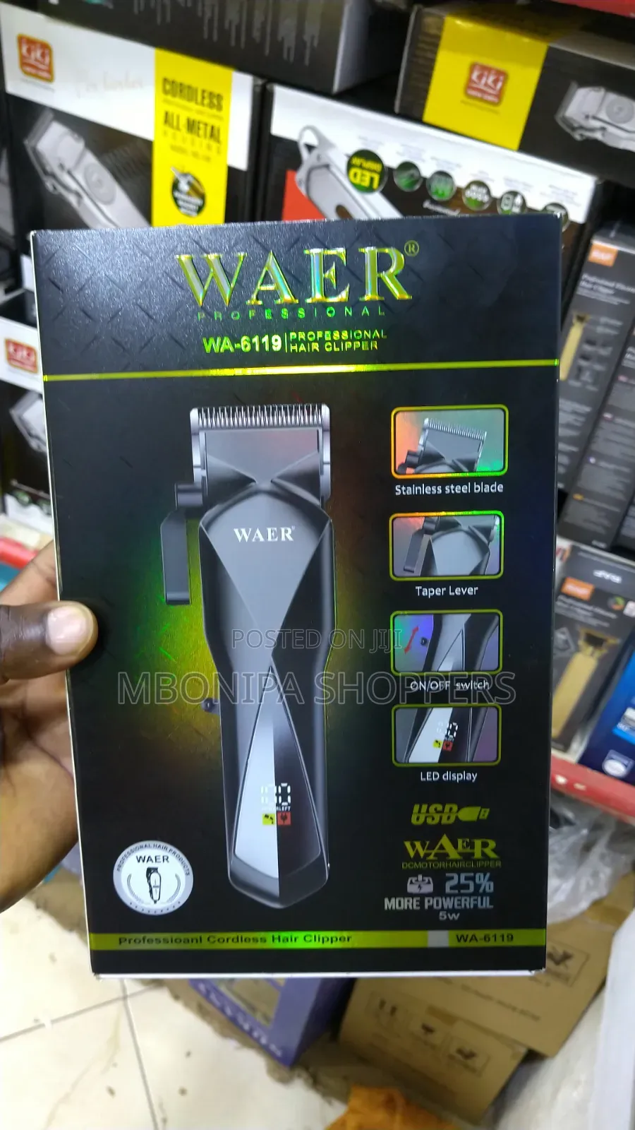 WAER Professional Electric Hair Clipper for Barber Shop LED Display