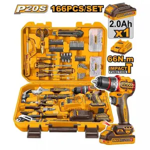 INGCO 165-Piece Tool Set With Cordless Impact Drill